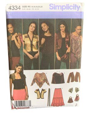 Simplicity 4334 Sewing Pattern Misses Skirt Jacket Size 14 16 18 20 22 Uncut 200